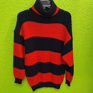 Marshall Bold Black and Red Turtleneck Sweater